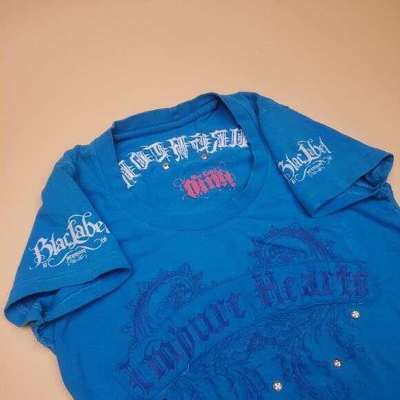 Vintage y2k Blac Label Pink Impure Hearts Womens studded Top M - Picture 10 of 15